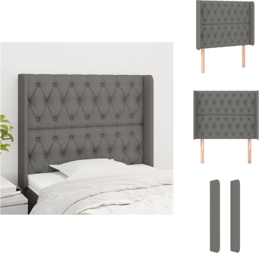 VidaXL Hoofdbord Hoofdborden Hoofdeinde Houten Hoofdbord met randen 93x16x118 128 cm stof donkergrijs