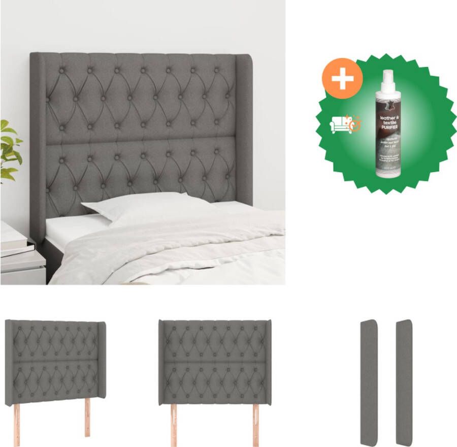 VidaXL Hoofdbord Stof Donkergrijs 93x16x118 128 cm Comfortabele ondersteuning Bedonderdeel Inclusief Reiniger
