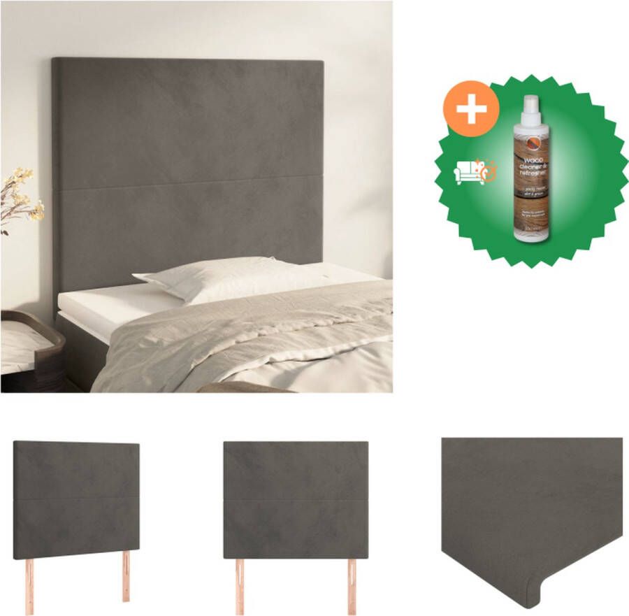 VidaXL Hoofdbord Stof Donkergrijs Verstelbare Hoogte Stevige Poten Comfortabele Ondersteuning Bedonderdeel Inclusief Houtreiniger en verfrisser