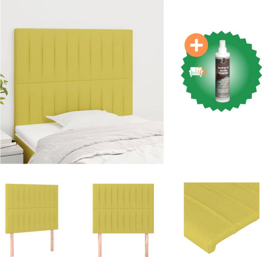 VidaXL Hoofdbord Stof Groen 100 x 5 x 118 128 cm Verstelbaar Bedonderdeel Inclusief Reiniger