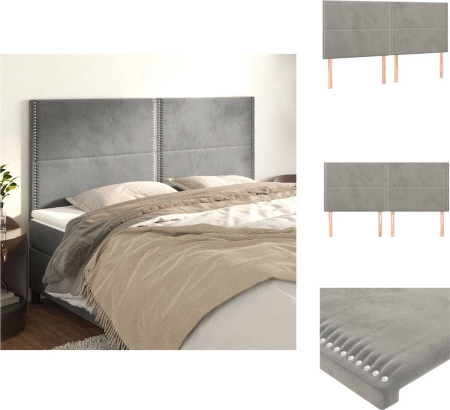 VidaXL Hoofdbord Stof Lichtgrijs 180 x 5 x 118 128 cm Zacht fluweel Stevige poten Verstelbare hoogte Comfortabele ondersteuning Elegant ontwerp Bedonderdeel - Foto 2