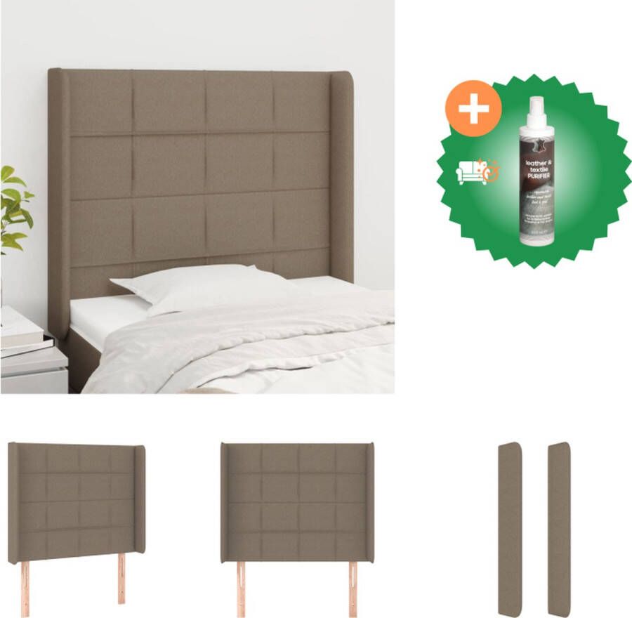 VidaXL Hoofdbord Taupe 103x16x118 128 cm Trendy ontwerp Duurzaam materiaal Verstelbare hoogte Comfortabele ondersteuning Inclusief 1 hoofdeind en 2 randen Bedonderdeel Inclusief Reiniger