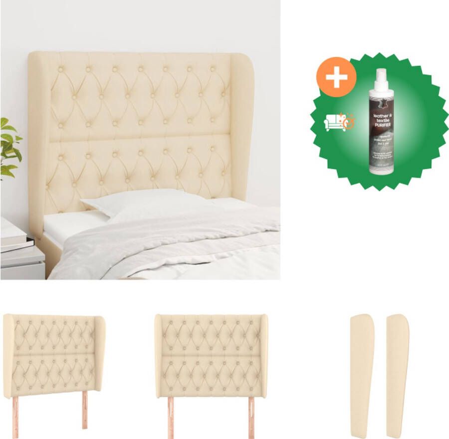 VidaXL Hoofdbord Trendy Bedaccessoires 103 x 23 x 118 128 cm Crème Bedonderdeel Inclusief Reiniger