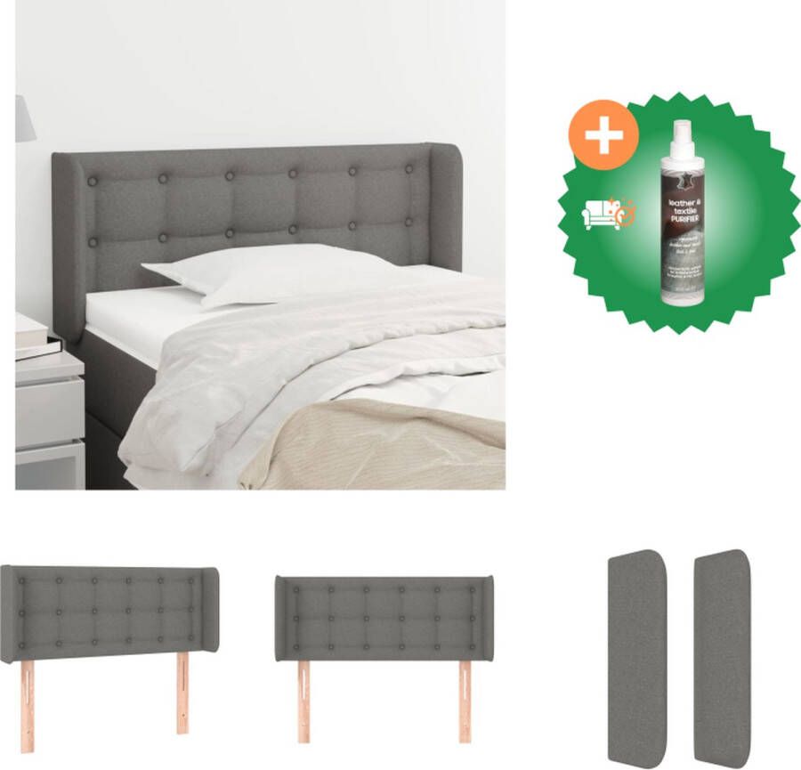 VidaXL Hoofdbord Trendy Bedombouw 93 x 16 x 78 88 cm Donkergrijs Bedonderdeel Inclusief Reiniger