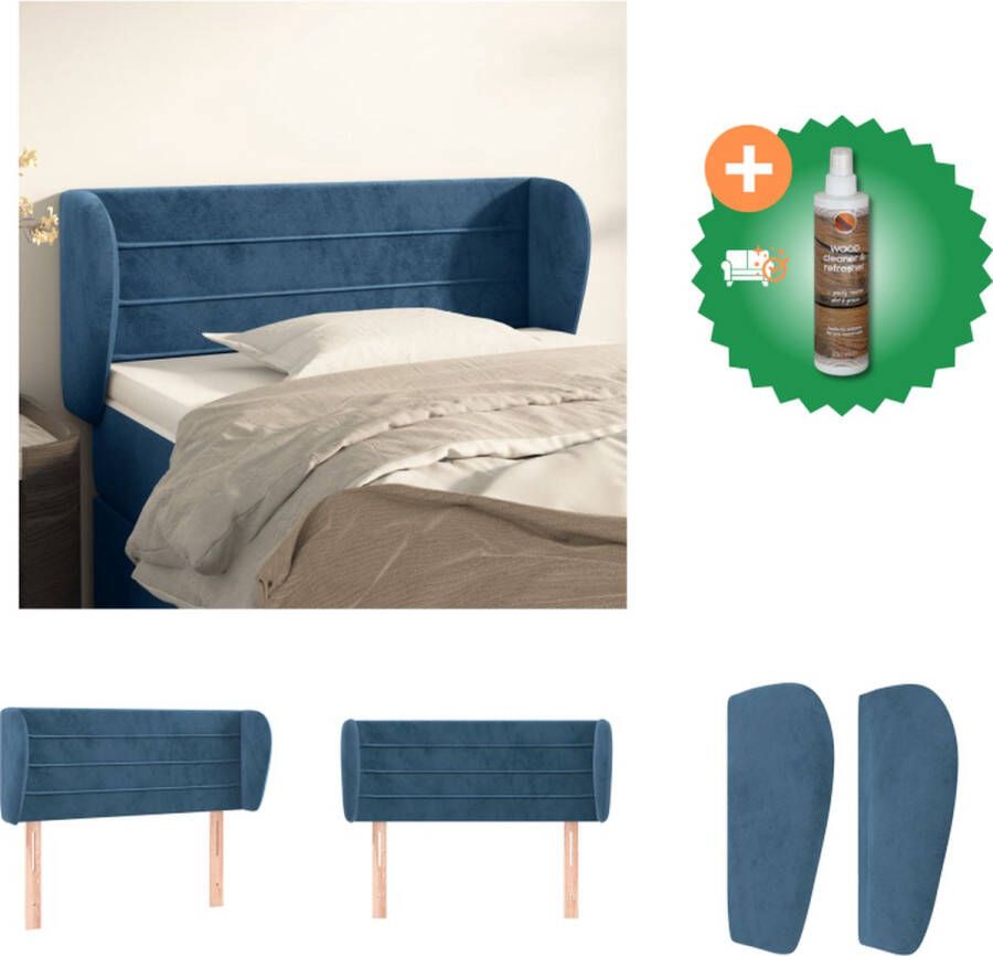 VidaXL Hoofdbord Trendy Bedombouw 93 x 23 x 78 88 cm Donkerblauw Bedonderdeel Inclusief Houtreiniger en verfrisser - Foto 2