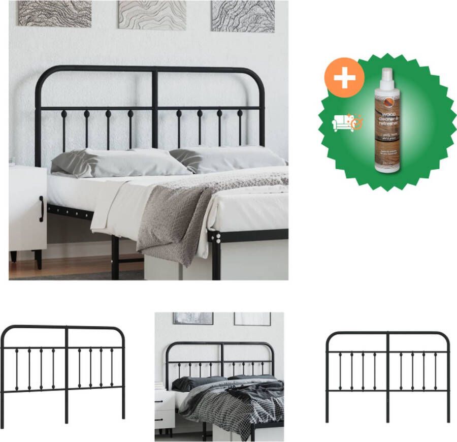 VidaXL Hoofdbord Trendy Design Metalen Constructie Stevige Poten Comfortabele Ondersteuning Zwart 142 x 100 cm Bedonderdeel Inclusief Houtreiniger en verfrisser