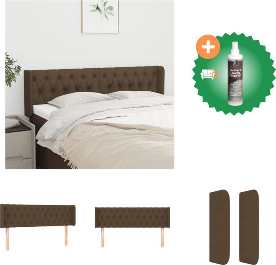 VidaXL Hoofdbord Trendy Donkerbruin 163 x 16 x 78 88 cm Duurzaam stof Stevige houten poten Bedonderdeel Inclusief Reiniger