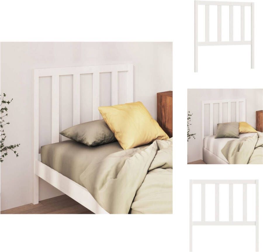 VidaXL Hoofdbord Hoofdborden Hoofdeinde Houten Hoofdbord 81x4x100 cm massief grenenhout wit - Foto 4