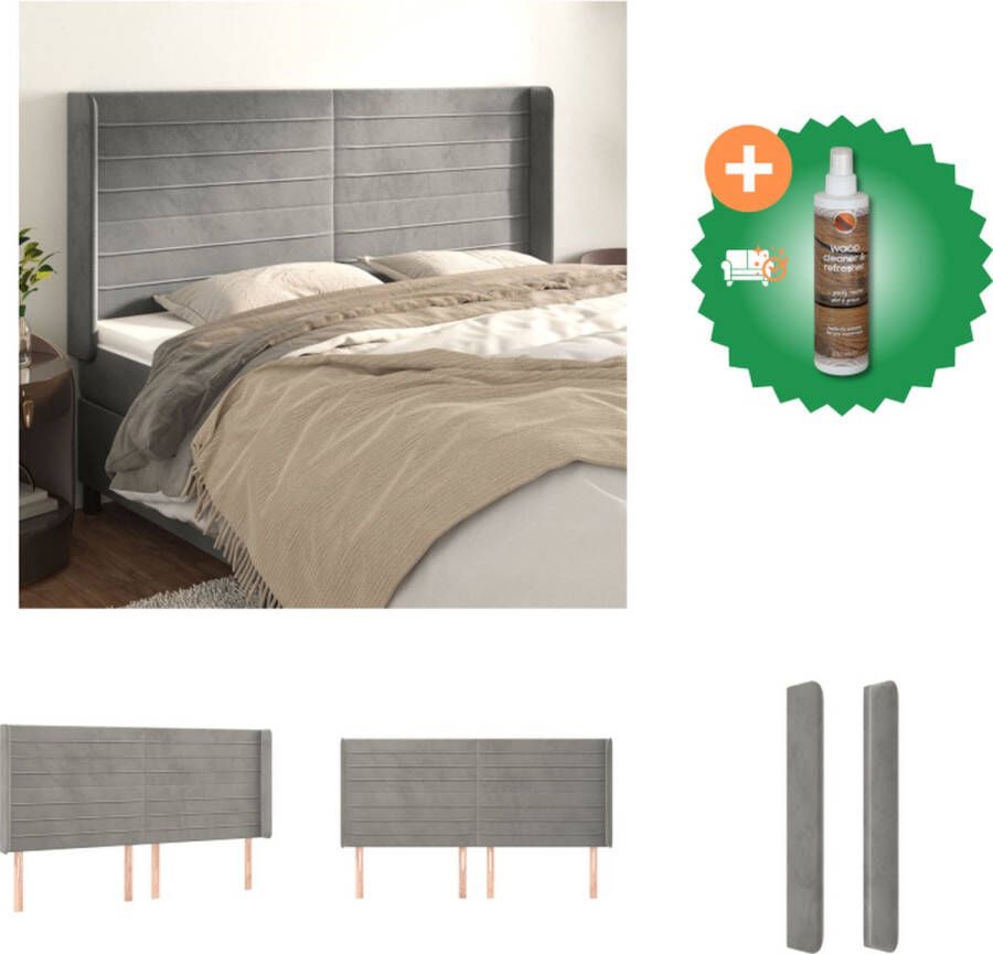 VidaXL Hoofdbord Trendy Hoofdborden 203 x 16 x 118 128 cm Zacht Fluweel Bedonderdeel Inclusief Houtreiniger en verfrisser