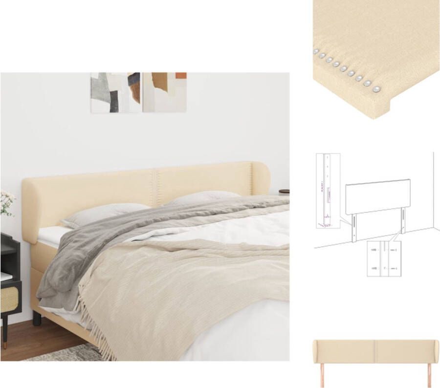VidaXL Hoofdbord Trendy Stof Verstelbaar Comfortabel Elegant Crème 203 x 23 x 78 88 cm Bedonderdeel