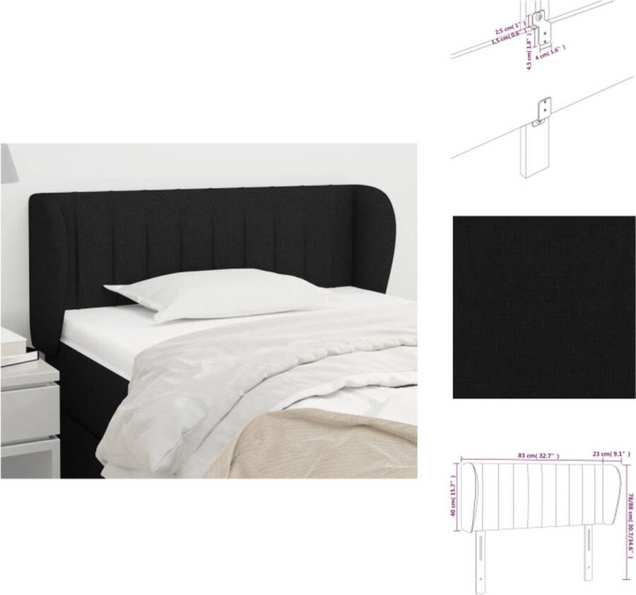 VidaXL Hoofdbord Bed 83 x 23 x 78 88 cm Zwart Duurzaam Materiaal Verstelbare Hoogte Stevige Poten Bedonderdeel - Foto 4