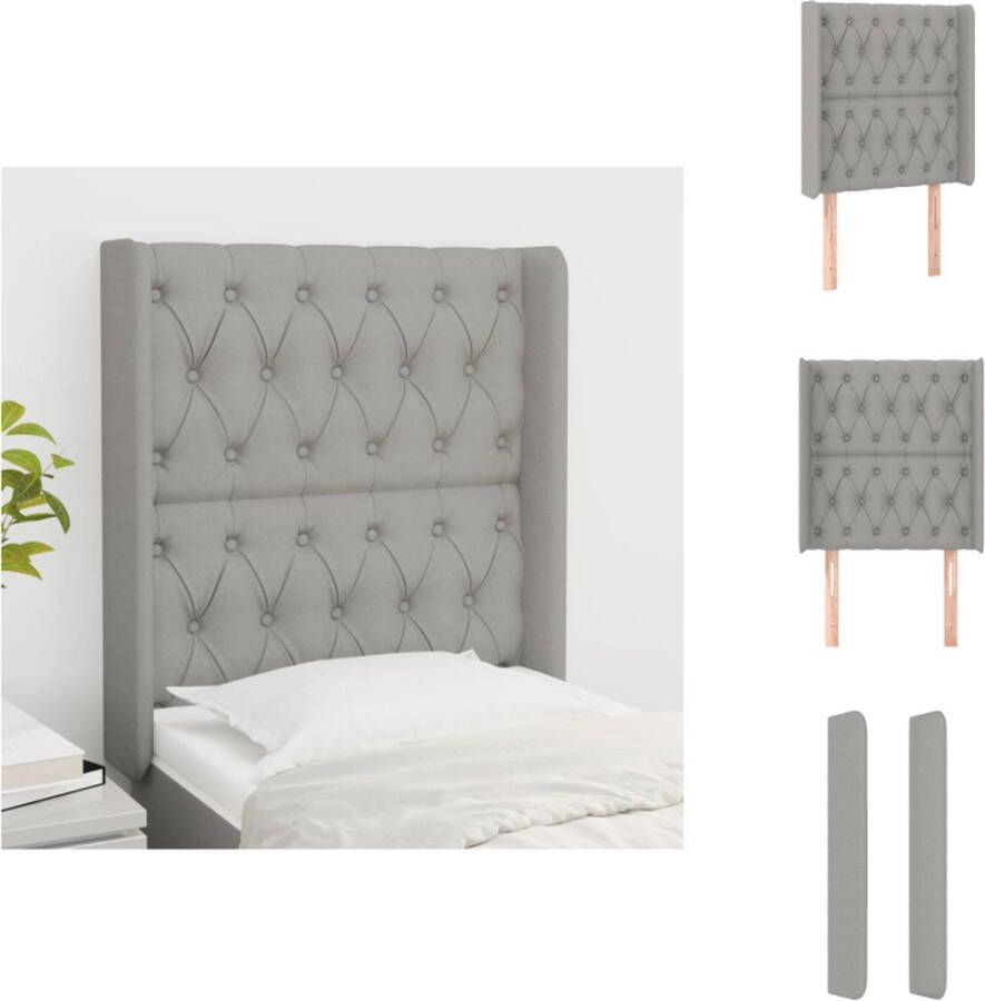 VidaXL Hoofdbord Hoofdborden Hoofdeinde Houten Hoofdbord met randen 83x16x118 128 cm stof lichtgrijs