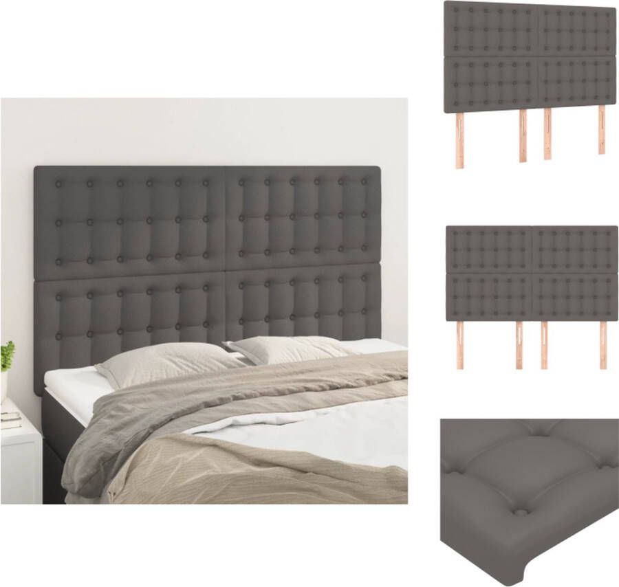 The Living Store Hoofdbord Klassiek Kunstleer Verstelbaar Grijs 144x5x118 128 cm Hoofd Bord Hoofdkussen Klassiek Hoofdbord Kunstleder Hoofdbord Grijs Hoofdbord - Foto 3