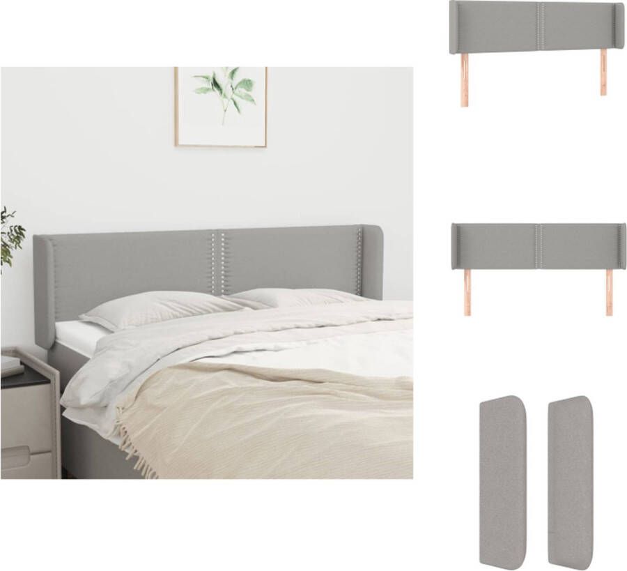 VidaXL Hoofdbord Lichtgrijs Bedombouw 147 x 16 x 78 88 cm (B x D x H) Duurzaam materiaal Bedonderdeel - Foto 2