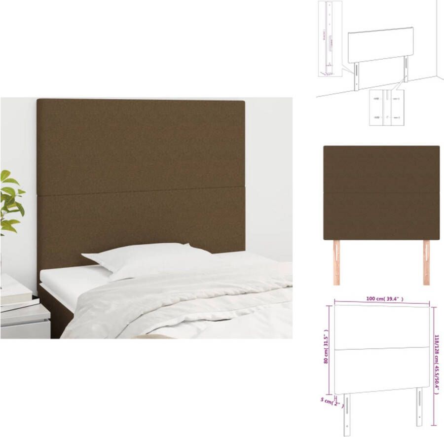 VidaXL Hoofdbord voor Complete Bedset 100 x 5 x 118 128 cm Duurzaam Verstelbare Hoogte Comfortabele Ondersteuning Donkerbruin Bedonderdeel