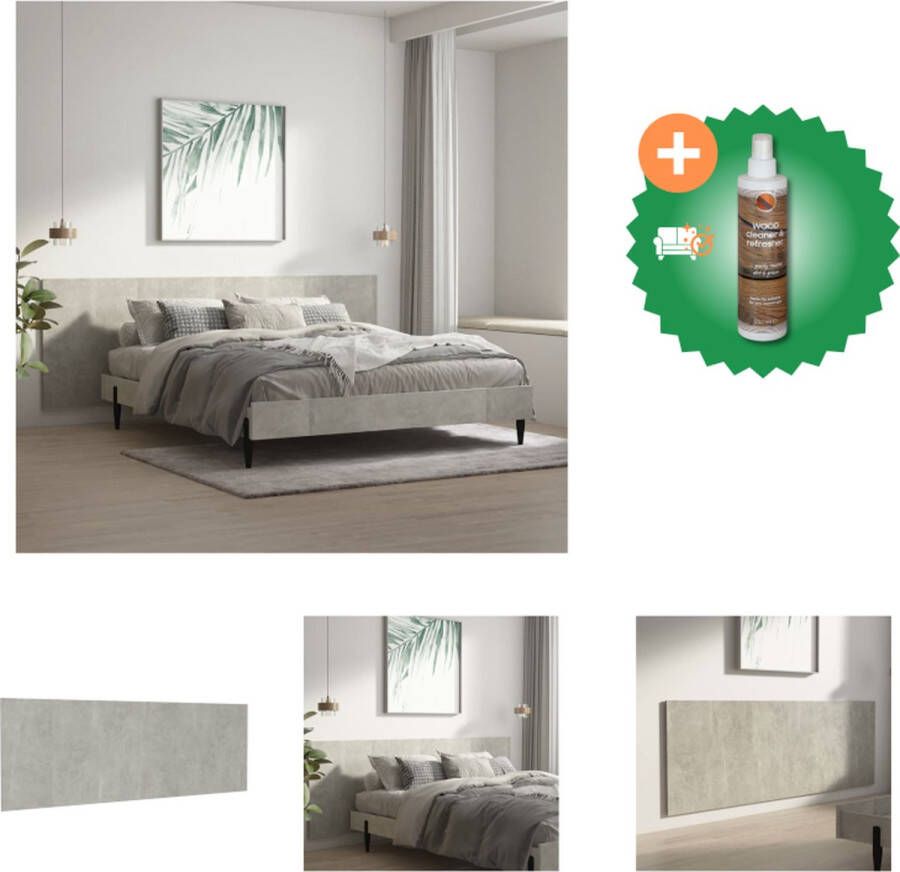 VidaXL Hoofdbord wandmodel 240x1-5x80 cm bewerkt hout betongrijs Bedonderdeel Inclusief Houtreiniger en verfrisser