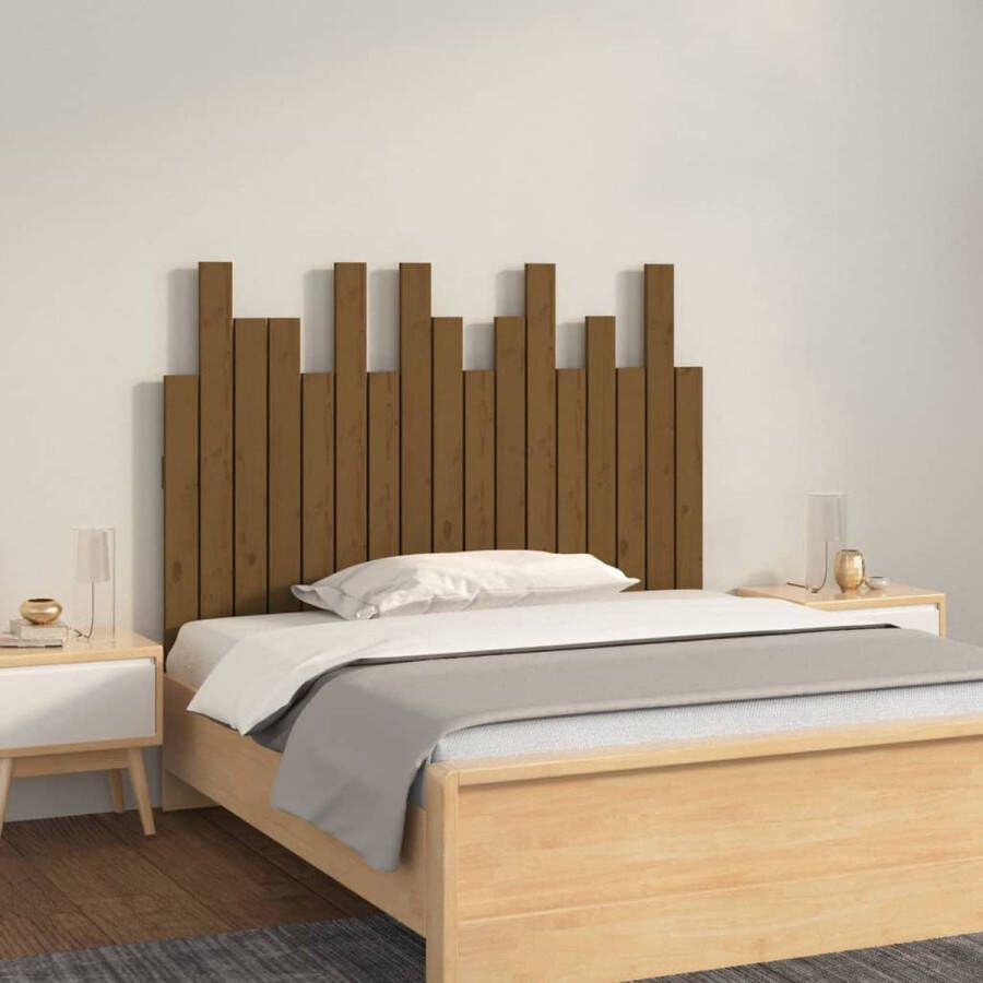 VIDAXL Hoofdbord wandmontage 108x3x80 cm grenenhout honingbruin