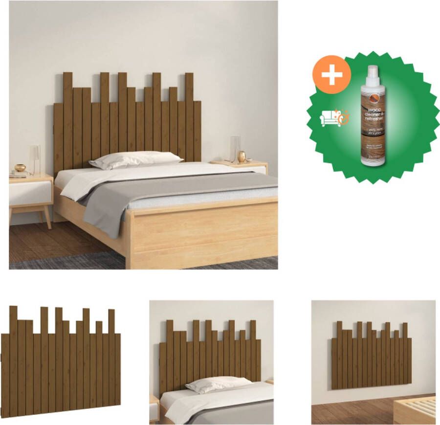 VidaXL Hoofdbord wandmontage 108x3x80 cm grenenhout honingbruin Bedonderdeel Inclusief Houtreiniger en verfrisser