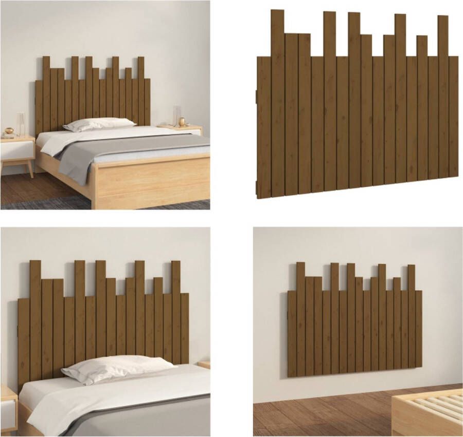 VidaXL Hoofdbord wandmontage 108x3x80 cm grenenhout honingbruin Wandhoofdbord Wandhoofdborden Hoofdeinde Hoofdeindes