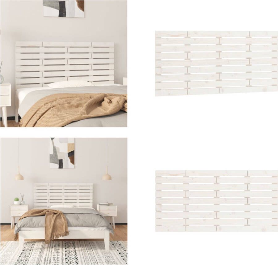 VidaXL Hoofdbord wandmontage 126x3x63 cm massief grenenhout wit Wandhoofdbord Wandhoofdborden Hoofdeinde Hoofdeindes