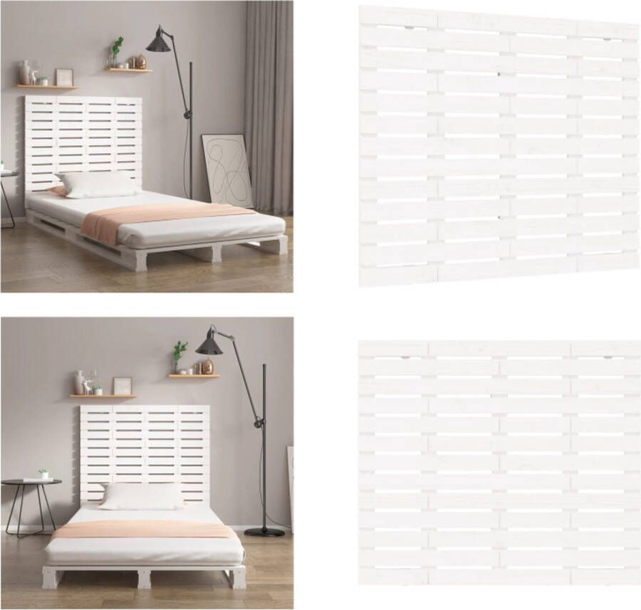 VidaXL Hoofdbord wandmontage 126x3x91 5 cm massief grenenhout wit Wandhoofdbord Wandhoofdborden Hoofdeinde Hoofdeindes - Foto 2