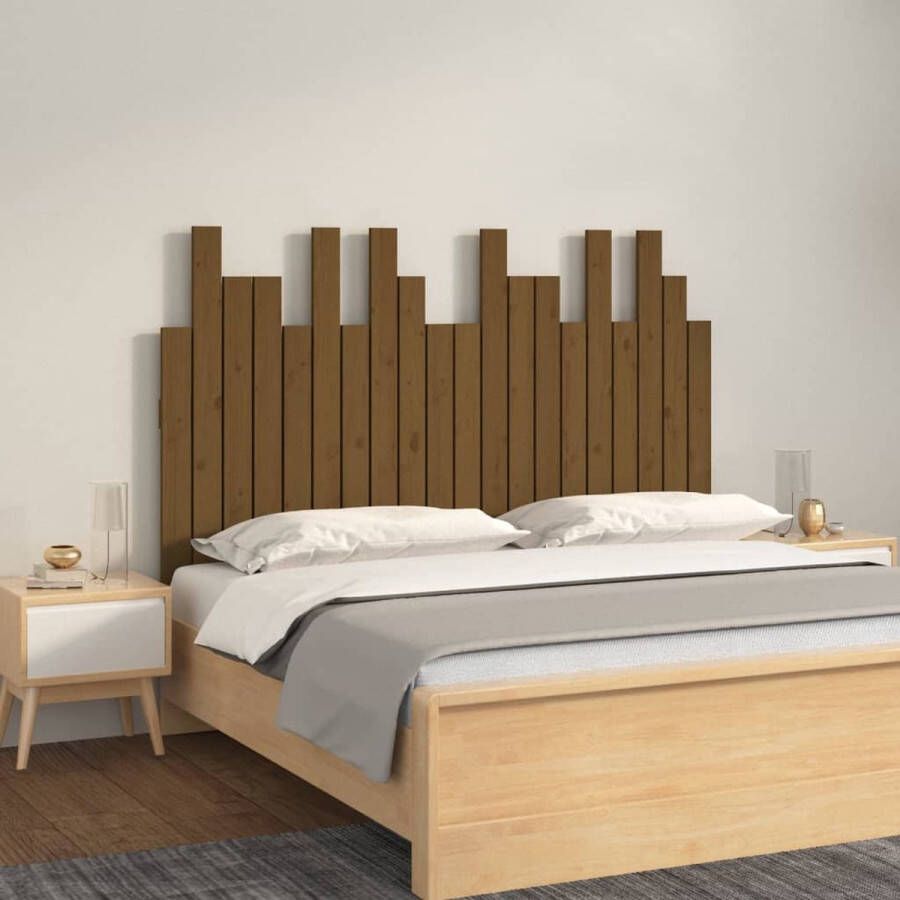 VIDAXL Hoofdbord wandmontage 127 5x3x80 cm grenenhout honingbruin