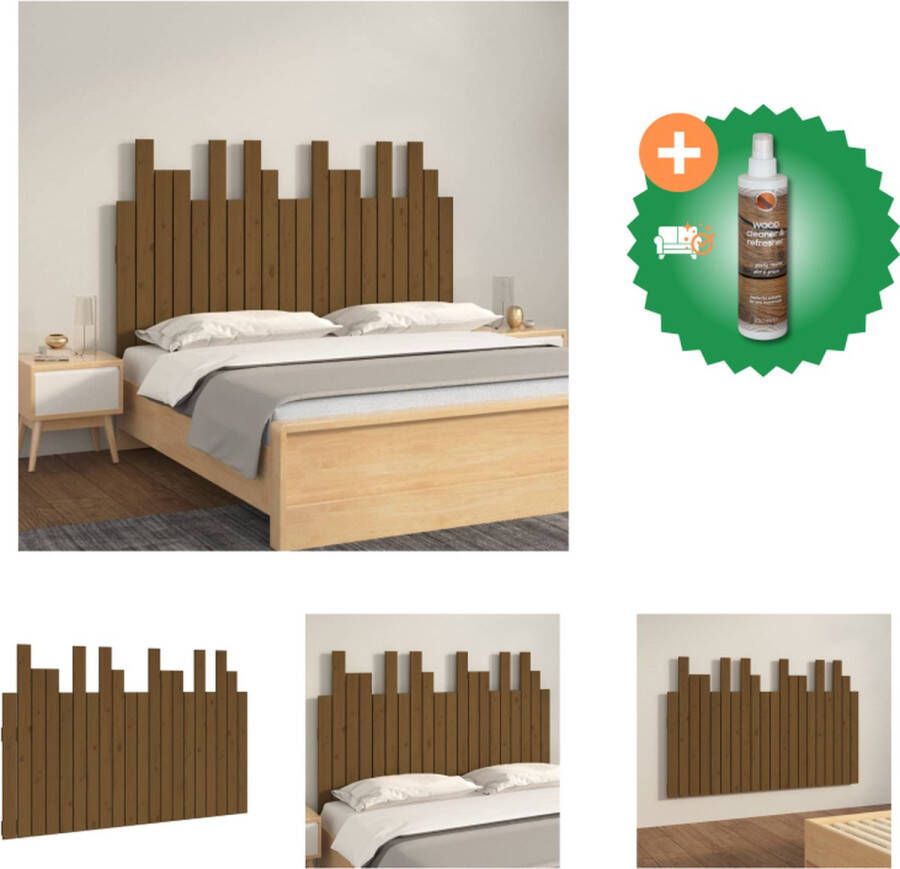 VidaXL Hoofdbord wandmontage 127-5x3x80 cm grenenhout honingbruin Bedonderdeel Inclusief Houtreiniger en verfrisser
