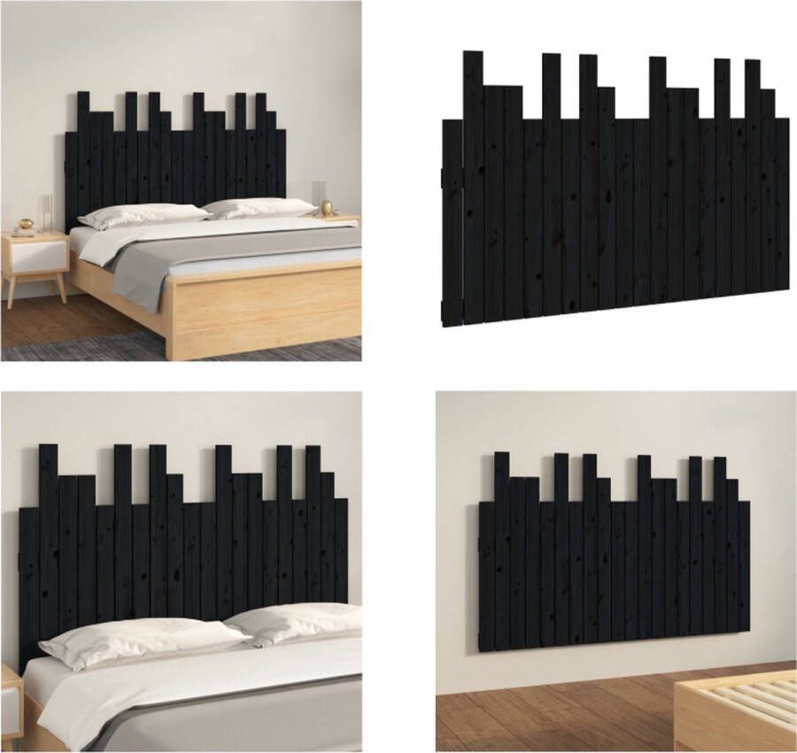 VidaXL Hoofdbord wandmontage 127-5x3x80 cm massief grenenhout zwart Wandhoofdbord Wandhoofdborden Hoofdeinde Hoofdeindes