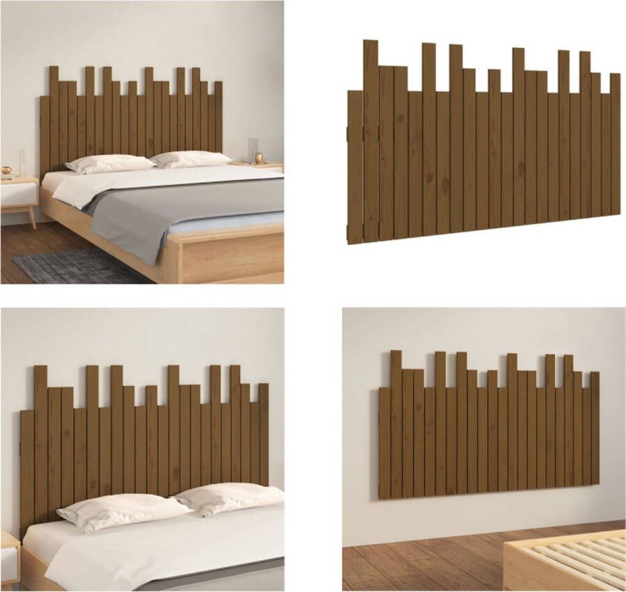 VidaXL Hoofdbord wandmontage 140x3x80 cm grenenhout honingbruin Wandhoofdbord Wandhoofdborden Hoofdeinde Hoofdeindes