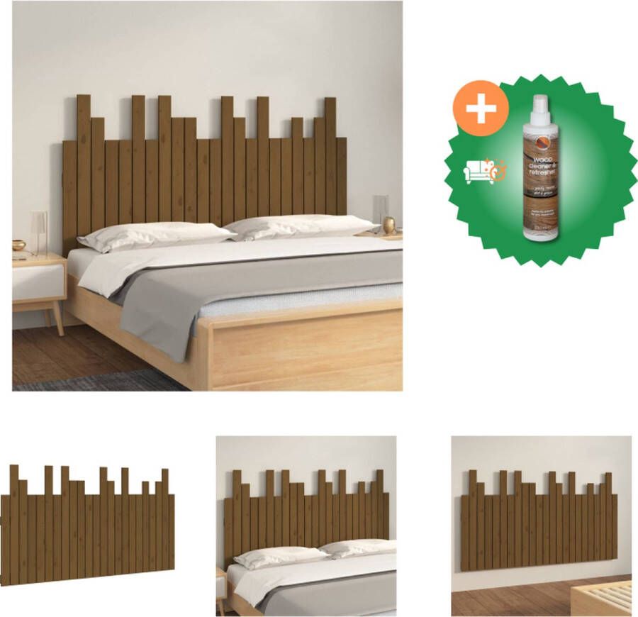 VidaXL Hoofdbord wandmontage 146-5x3x80 cm grenenhout honingbruin Bedonderdeel Inclusief Houtreiniger en verfrisser