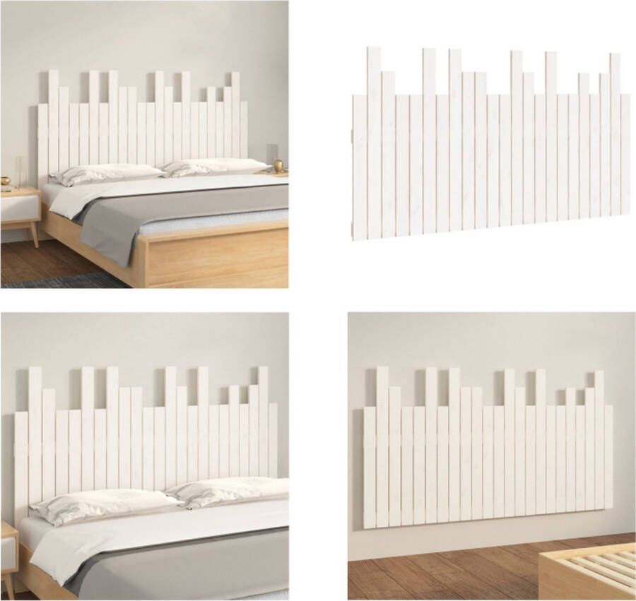VidaXL Hoofdbord wandmontage 146-5x3x80 cm massief grenenhout wit Wandhoofdbord Wandhoofdborden Hoofdeinde Hoofdeindes