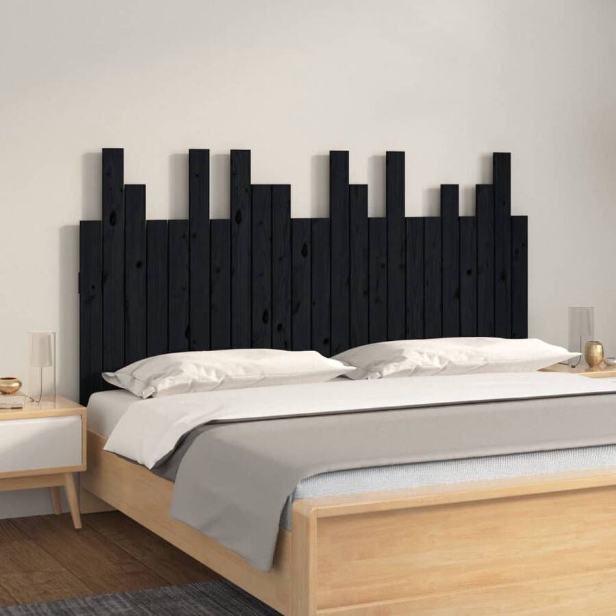 VIDAXL Hoofdbord wandmontage 146 5x3x80 cm massief grenenhout zwart - Foto 1