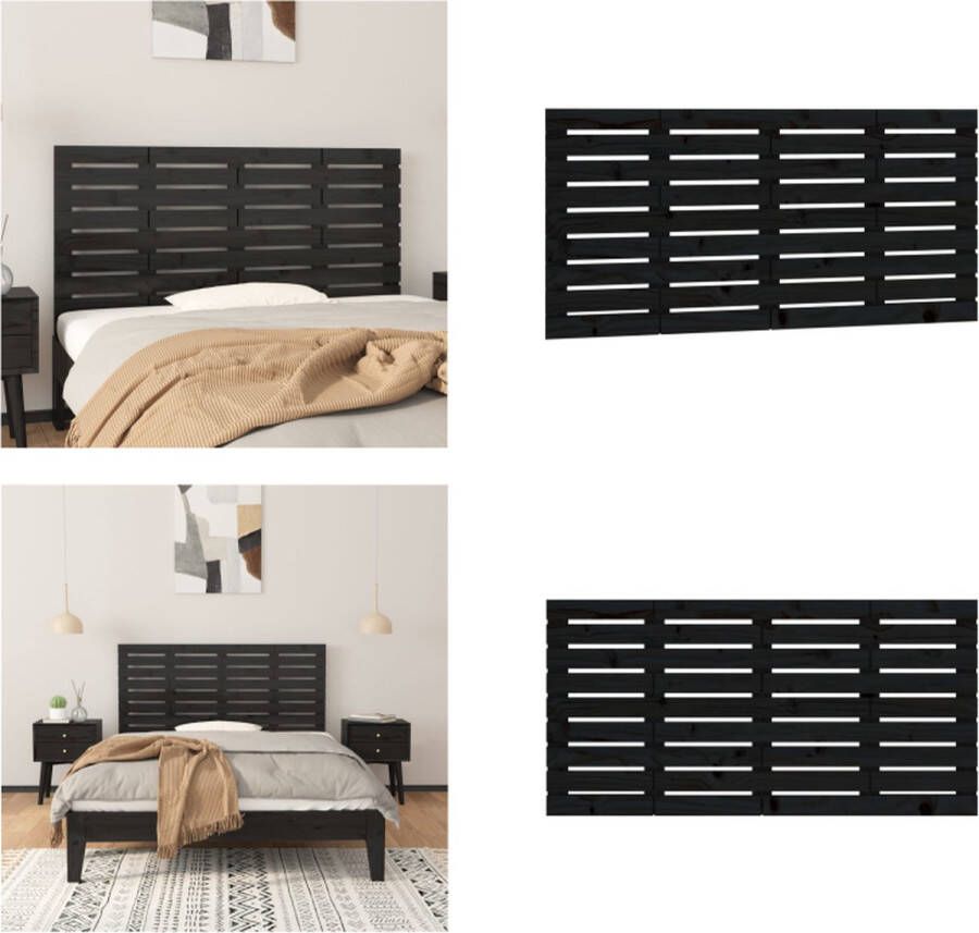 VidaXL Hoofdbord wandmontage 156x3x63 cm massief grenenhout zwart Wandhoofdbord Wandhoofdborden Hoofdeinde Hoofdeindes