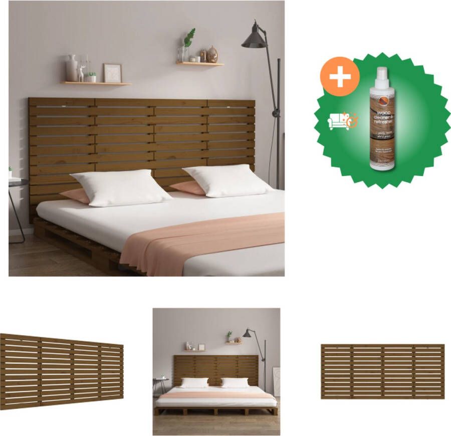 VidaXL Hoofdbord wandmontage 156x3x91-5 cm grenenhout honingbruin Bedonderdeel Inclusief Houtreiniger en verfrisser