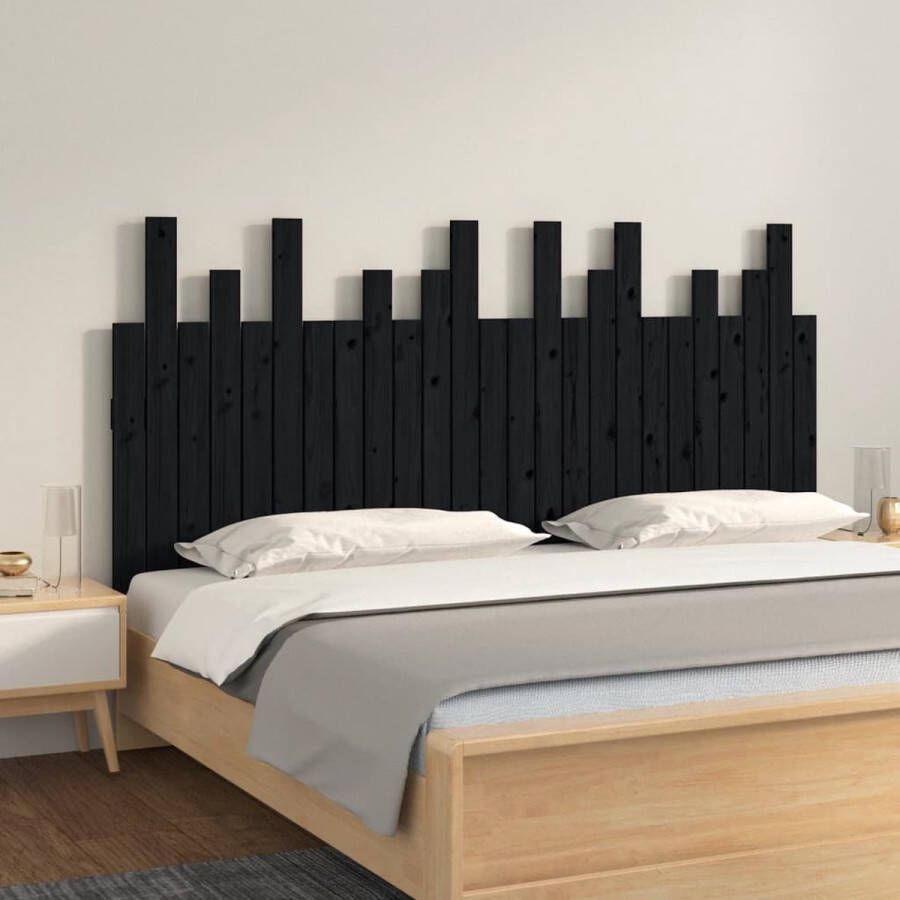VidaXL Hoofdbord wandmontage 159 5x3x80 cm massief grenenhout zwart