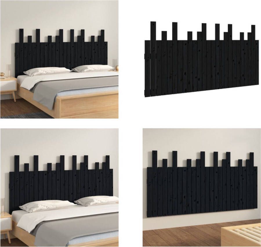 VidaXL Hoofdbord wandmontage 159-5x3x80 cm massief grenenhout zwart Wandhoofdbord Wandhoofdborden Hoofdeinde Hoofdeindes