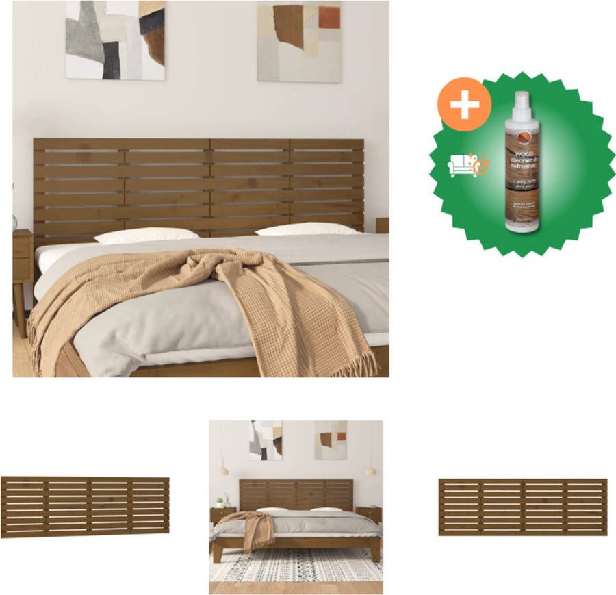 VidaXL Hoofdbord wandmontage 166x3x63 cm grenenhout honingbruin Bedonderdeel Inclusief Houtreiniger en verfrisser