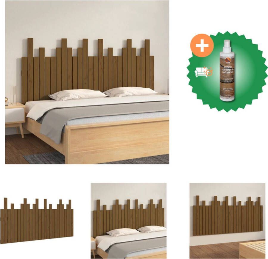 VidaXL Hoofdbord wandmontage 166x3x80 cm grenenhout honingbruin Bedonderdeel Inclusief Houtreiniger en verfrisser