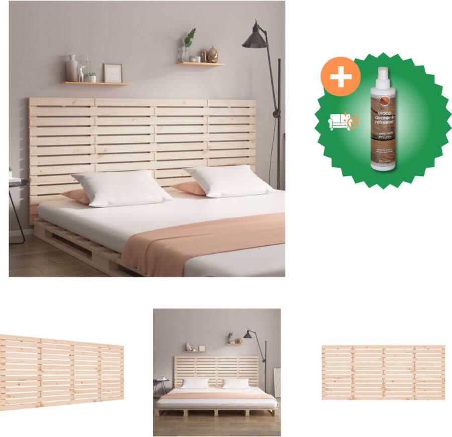 VidaXL Hoofdbord wandmontage 166x3x91-5 cm massief grenenhout Bedonderdeel Inclusief Houtreiniger en verfrisser