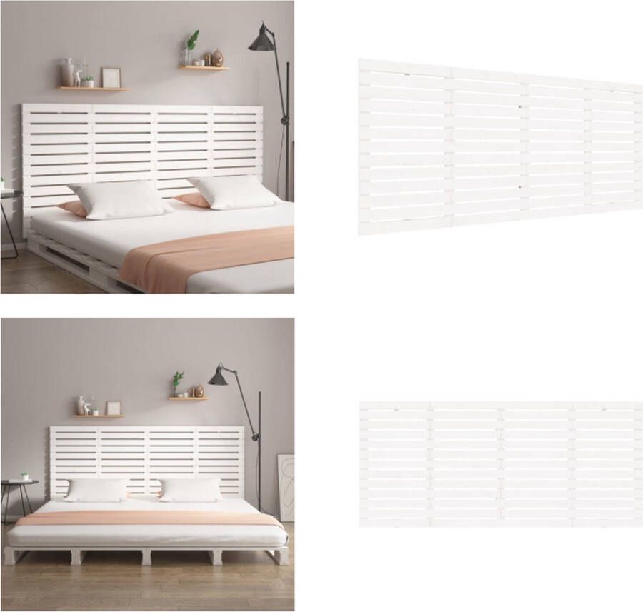 VidaXL Hoofdbord wandmontage 166x3x91-5 cm massief grenenhout wit Wandhoofdbord Wandhoofdborden Hoofdeinde Hoofdeindes