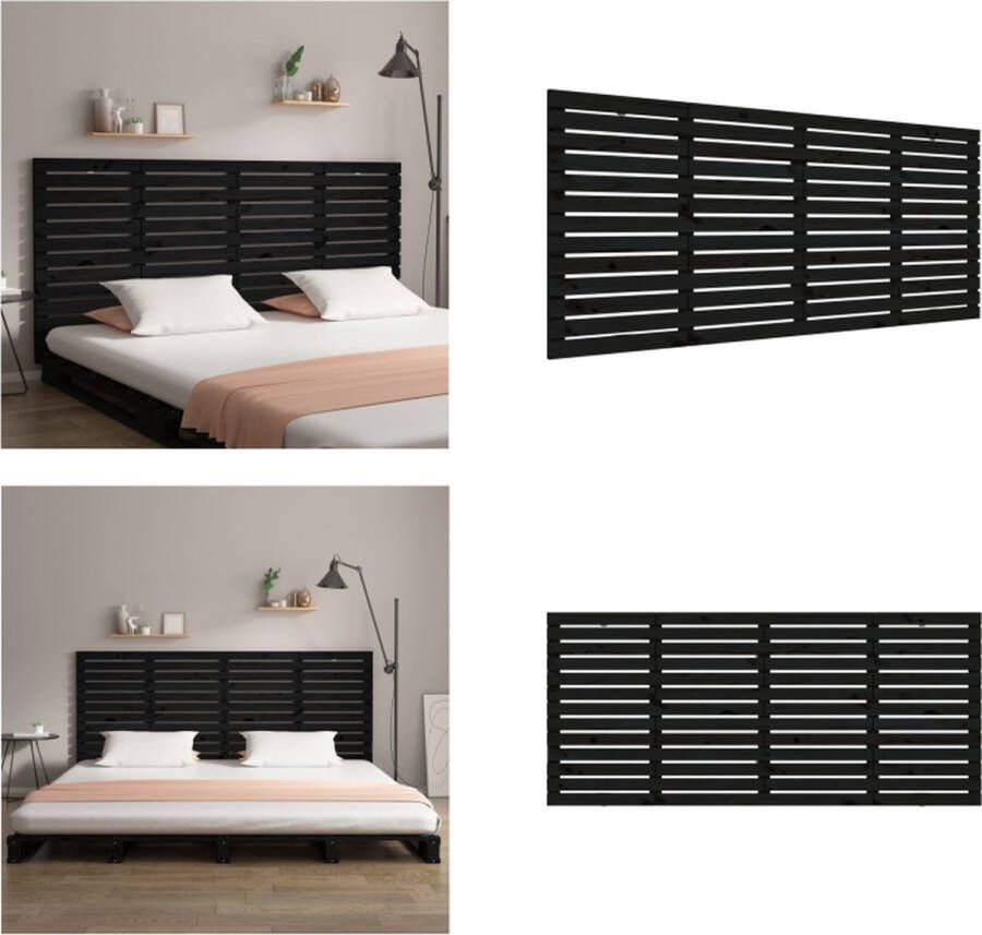 VidaXL Hoofdbord wandmontage 166x3x91-5 cm massief grenenhout zwart Wandhoofdbord Wandhoofdborden Hoofdeinde Hoofdeindes