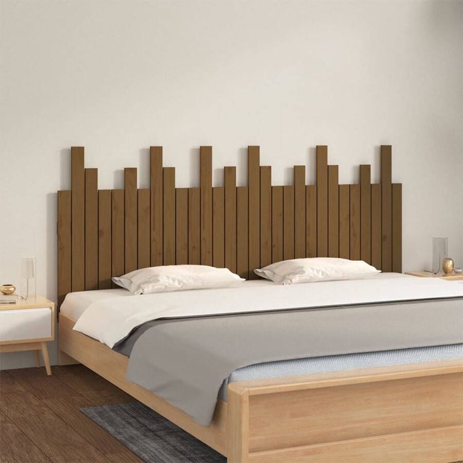 VIDAXL Hoofdbord wandmontage 185x3x80 cm grenenhout honingbruin - Foto 1