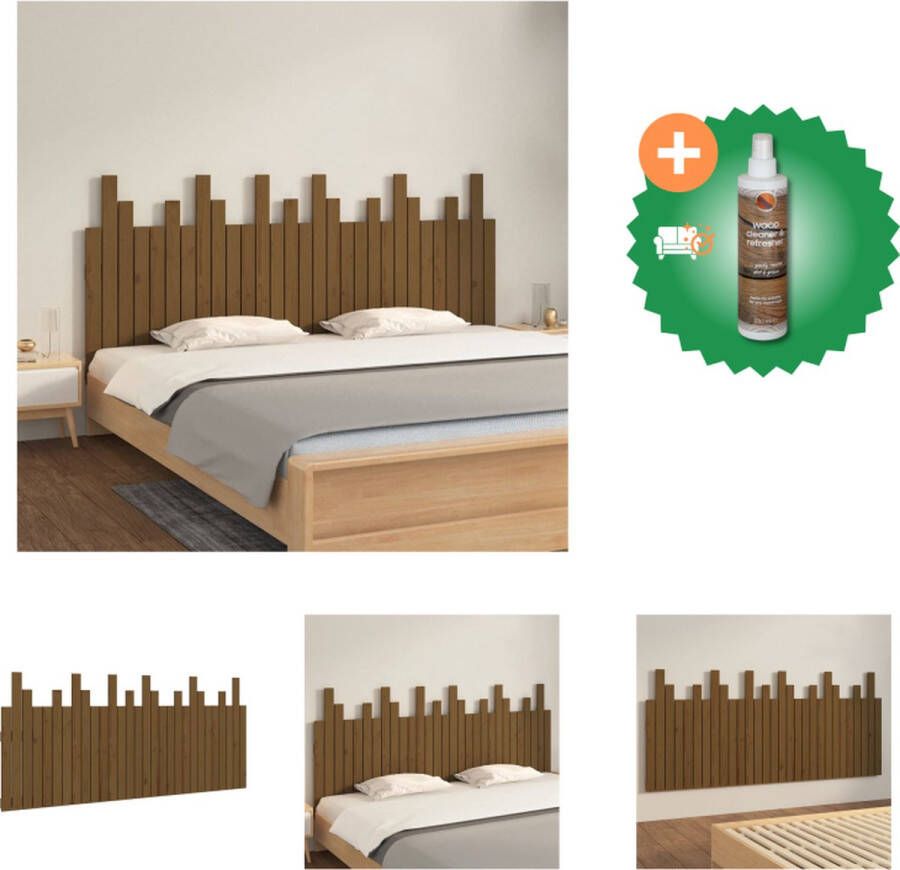 VidaXL Hoofdbord wandmontage 185x3x80 cm grenenhout honingbruin Bedonderdeel Inclusief Houtreiniger en verfrisser