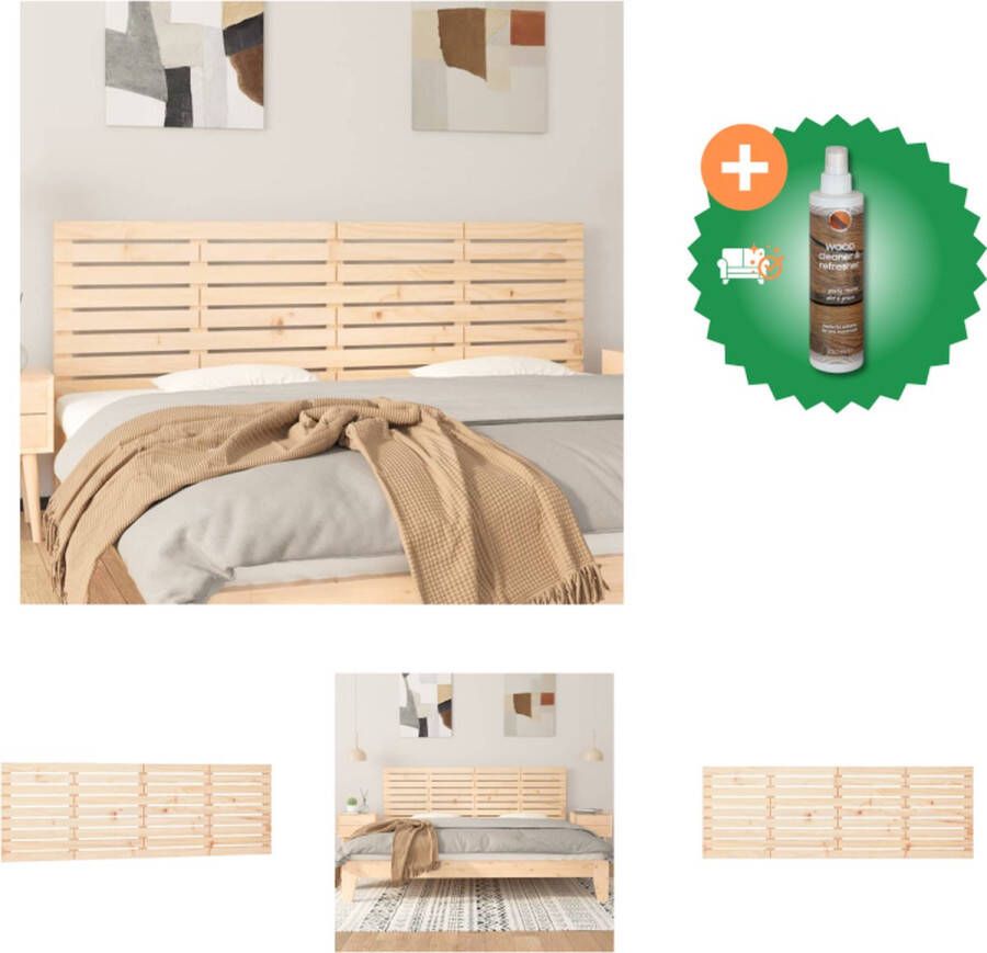 VidaXL Hoofdbord wandmontage 186x3x63 cm massief grenenhout Bedonderdeel Inclusief Houtreiniger en verfrisser
