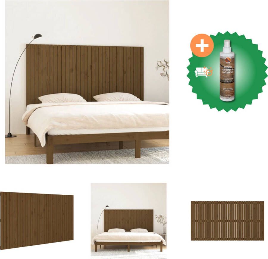 VidaXL Hoofdbord wandmontage 204x3x110 cm grenenhout honingbruin Bedonderdeel Inclusief Houtreiniger en verfrisser