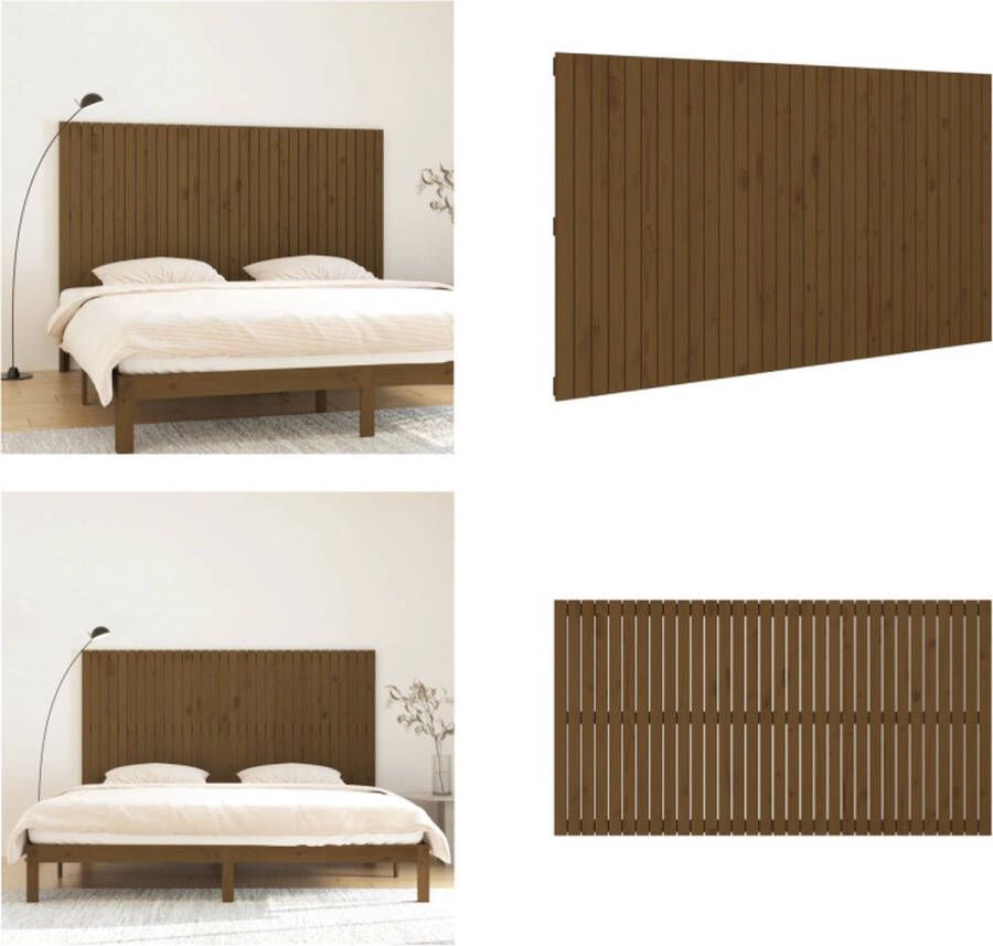 VidaXL Hoofdbord wandmontage 204x3x110 cm grenenhout honingbruin Wandhoofdbord Wandhoofdborden Hoofdeinde Hoofdeindes