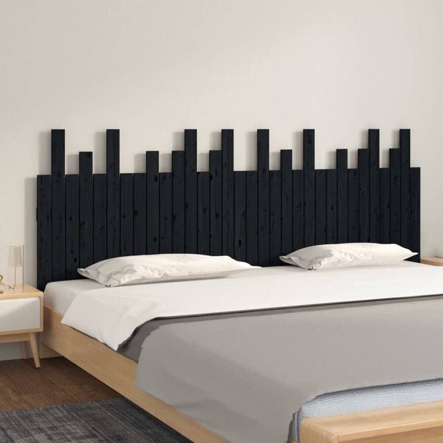 VIDAXL Hoofdbord wandmontage 204x3x80 cm massief grenenhout zwart - Foto 1