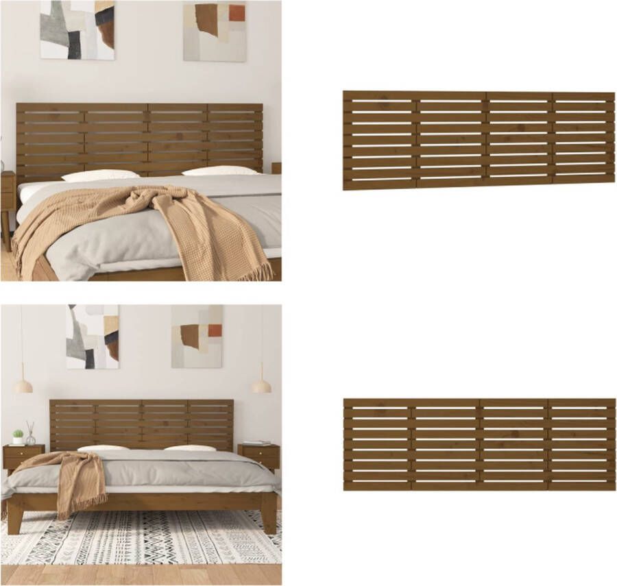 VidaXL Hoofdbord wandmontage 206x3x63 cm grenenhout honingbruin Wandhoofdbord Wandhoofdborden Hoofdeinde Hoofdeindes