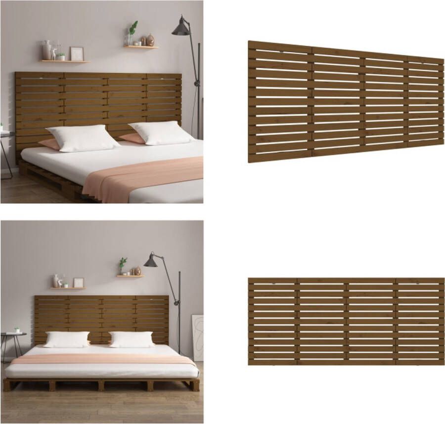 VidaXL Hoofdbord wandmontage 206x3x91-5 cm grenenhout honingbruin Wandhoofdbord Wandhoofdborden Hoofdeinde Hoofdeindes - Foto 2