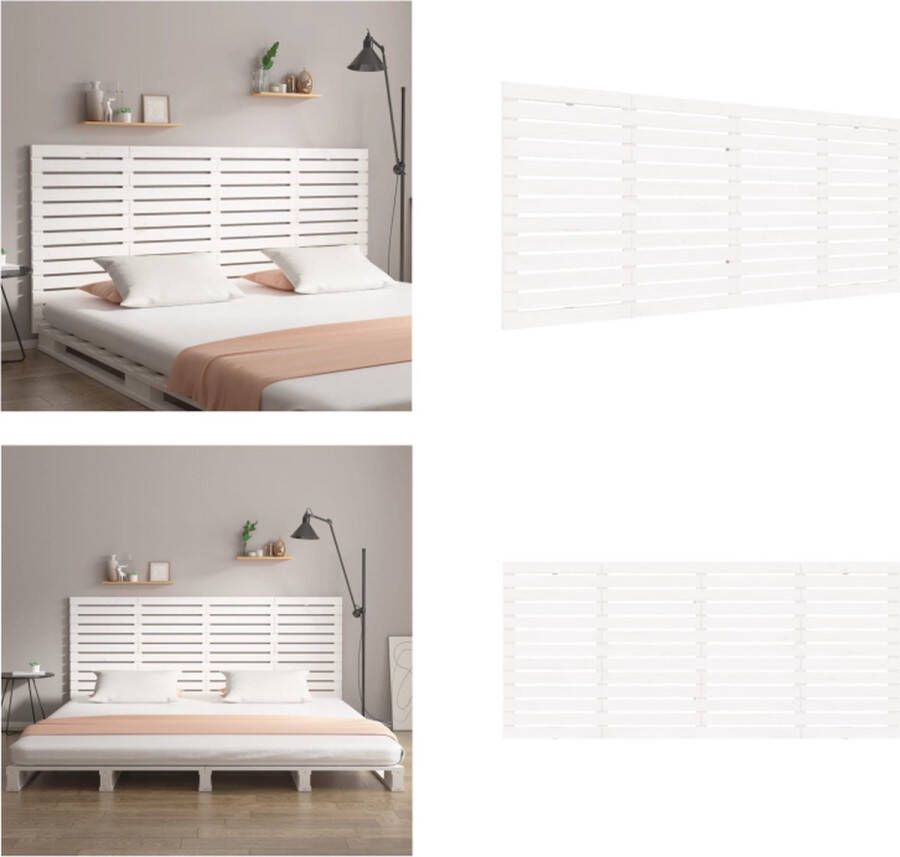 VidaXL Hoofdbord wandmontage 206x3x91-5 cm massief grenenhout wit Wandhoofdbord Wandhoofdborden Hoofdeinde Hoofdeindes